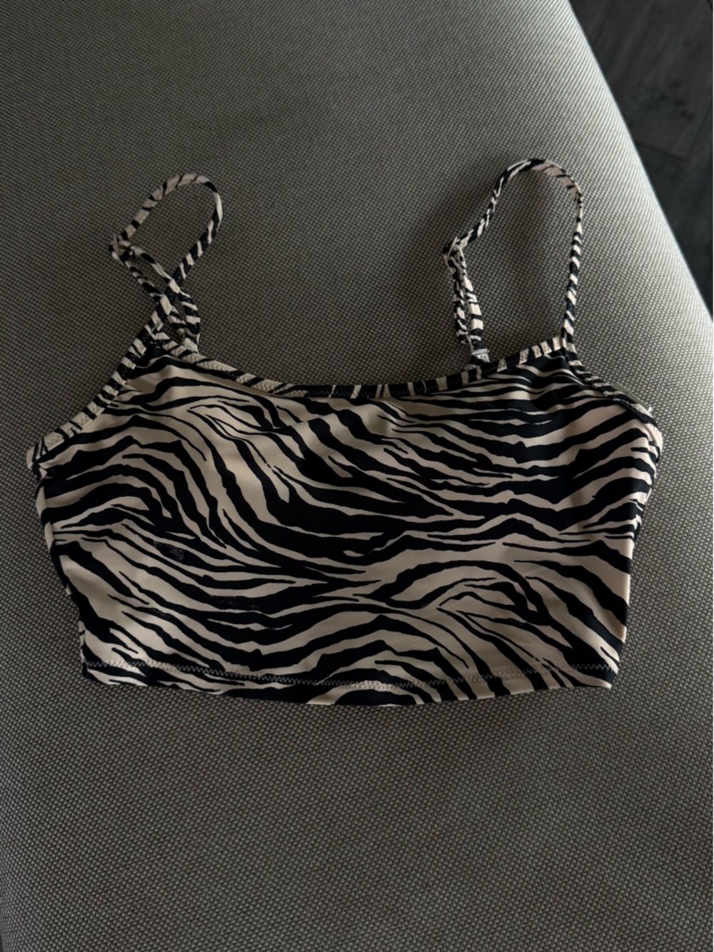 aerie Black and White Zebra Print Bikini Top